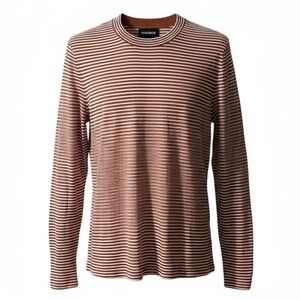 BONOBOS Crew Neck Sweater Size Small Mens Orange White Striped Washable Wool